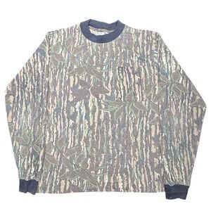 Vintage Realtree Bark Camo Long Sleeve Shirt Made USA Paper Tag